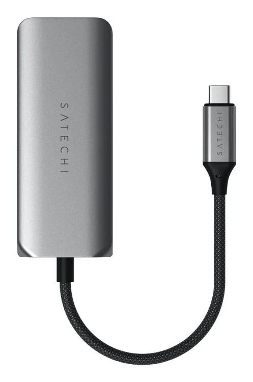 Satechi 4-In-1 USB-C Hub - hub do urządzeń mobilnych USB-C (3x USB-C 3.2 gen2 10Gbps, 2.5 Gigabit Ethernet) (space gray)