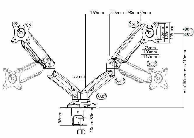 Equip Uchwyt stołowy 17"-32" / 2TFT 360° Sprężyna gazowa 9 kg detaliczny