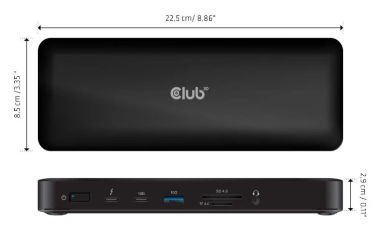 CLUB3D CSV-1583 stacja dokująca Przewodowa Thunderbolt 4 Czarny