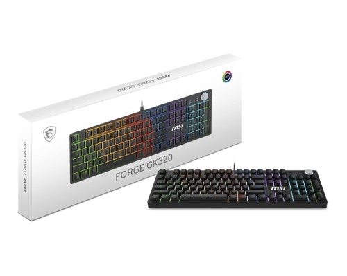 MSI FORGE GK320 RED klawiatura Gaming USB QWERTY Angielski Czarny