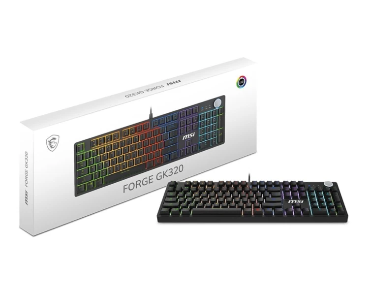 MSI FORGE GK320 RED klawiatura Gaming USB QWERTY Angielski Czarny