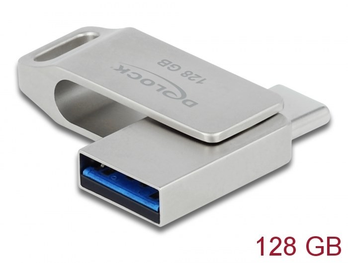 DeLOCK Pendrive USB-C + Typ-A 5 Gbps 128 GB - metalowa obudowa