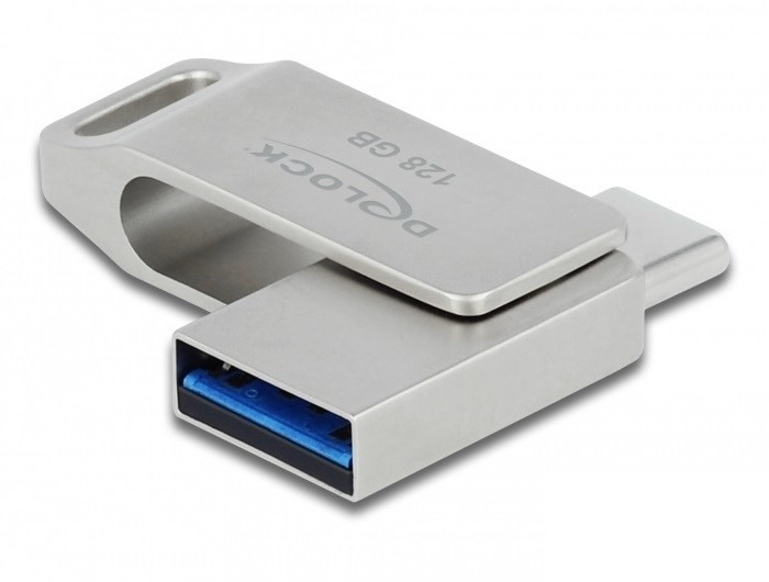 DeLOCK Pendrive USB-C + Typ-A 5 Gbps 128 GB - metalowa obudowa