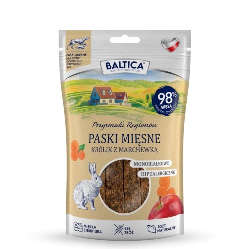 BALTICA Przysmaki Mięsne paski Królik z marchewką 90g