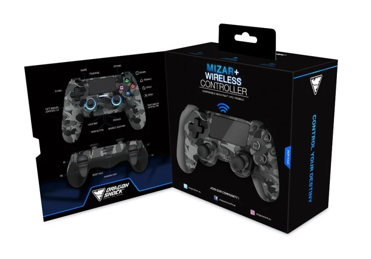 Dragonshock Mizar+ Czarny, Szary, Kamuflaż Bluetooth Gamepad Analogowa/Cyfrowa PC, PlayStation 4, Android