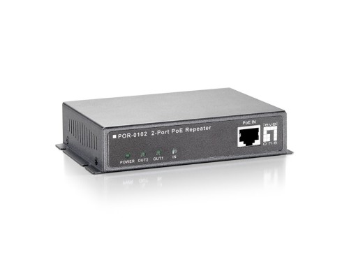 LevelOne POR-0102 2-portowy wzmacniacz PoE - Repeater - 2 porty - 10Base-T, 100Base-TX, 1000Base-T - Zewnętrzne - do 100 m