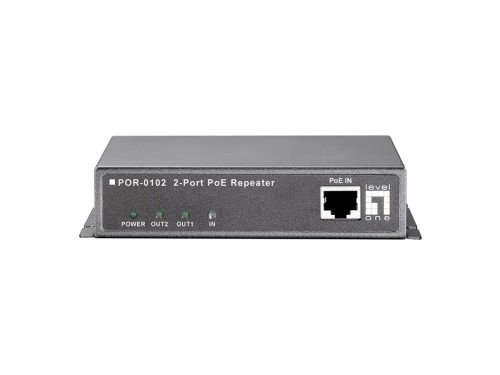 LevelOne POR-0102 2-portowy wzmacniacz PoE - Repeater - 2 porty - 10Base-T, 100Base-TX, 1000Base-T - Zewnętrzne - do 100 m