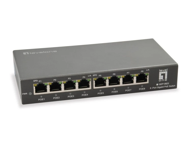 8-portowy gigabitowy przełącznik PoE, 802.3at/af PoE, 120W Producent: LEVELONE (GEP-0823)
