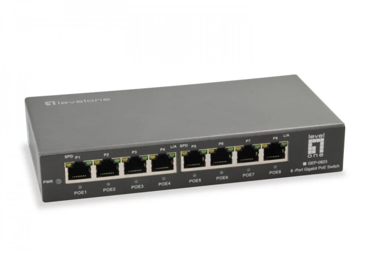 8-portowy gigabitowy przełącznik PoE, 802.3at/af PoE, 120W Producent: LEVELONE (GEP-0823)