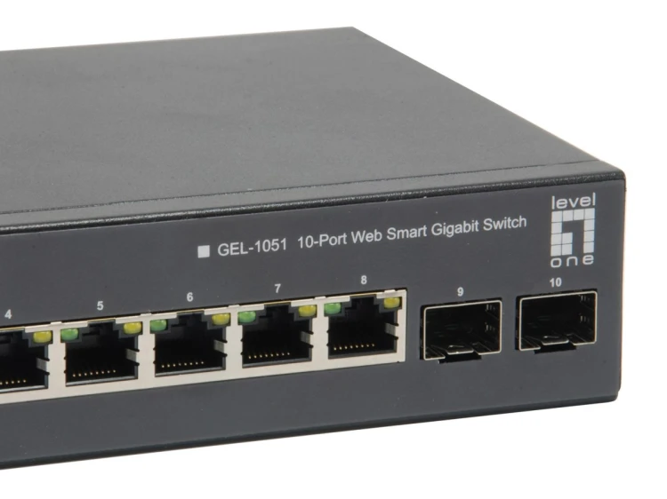Przełącznik LevelOne GEP-1051 - Inteligentny - 8 x 10/100/1000 (PoE+) + 2 x Gigabit SFP - Biurko, Montaż w szafie - PoE+ (70W)
