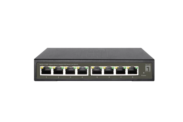 LevelOne Hilbert 8-portowy gigabitowy przełącznik PoE Smart Lite - 802.3at/af PoE - 8 wyjść PoE - Budżet mocy 112,8 W