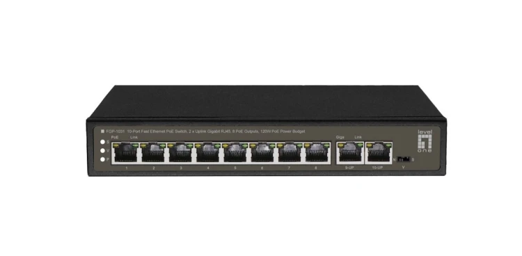 Przełącznik LevelOne FE PoE+ 10-portowy/IP30 120W 1Gbps
