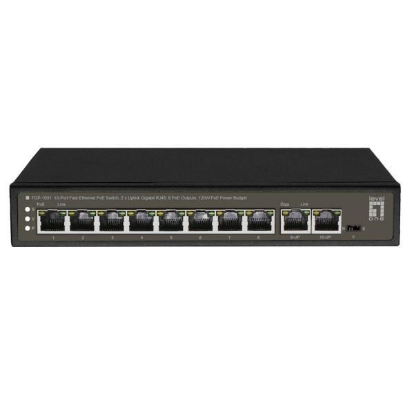 Przełącznik LevelOne FE PoE+ 10-portowy/IP30 120W 1Gbps