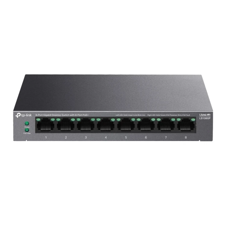TP-Link LiteWave LS108GP przełącznik sieciowy Nie zarządzany Gigabit Ethernet (10/100/1000) Obsługa PoE Czarny