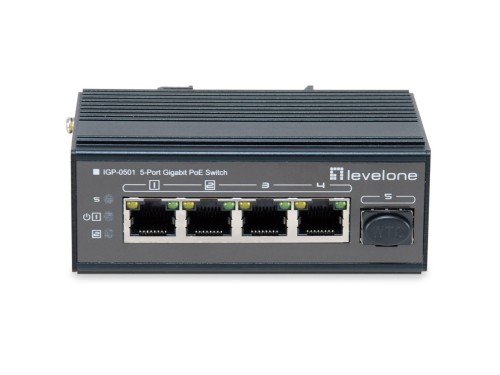 5-portowy gigabitowy przełącznik przemysłowy LevelOne - Szyna DIN - -30°C do 65°C - Gigabit Ethernet (10/100/1000) - Pełny dupleks - Power over Ethern