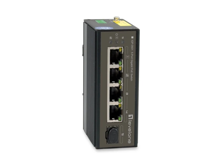 5-portowy gigabitowy przełącznik przemysłowy LevelOne - Szyna DIN - -30°C do 65°C - Gigabit Ethernet (10/100/1000) - Pełny dupleks - Power over Ethern