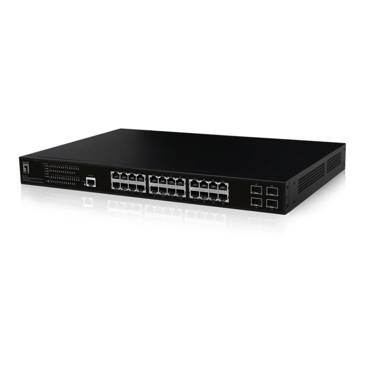 Zarządzalny przełącznik PoE+ LevelOne GB/L2 28-portowy 19" 390W 1Gbps