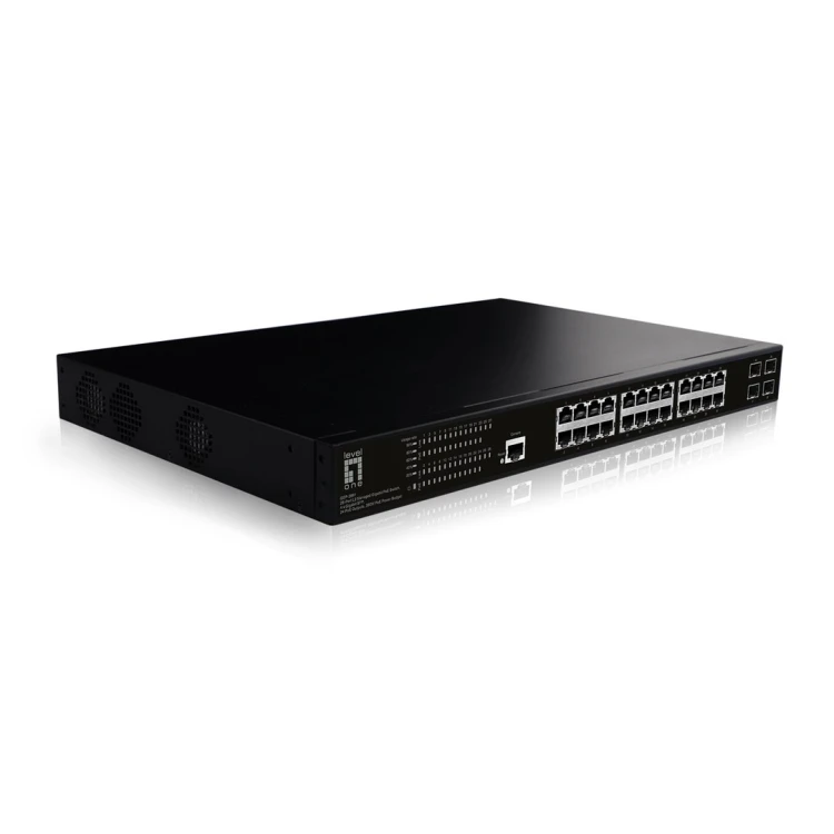 Zarządzalny przełącznik PoE+ LevelOne GB/L2 28-portowy 19" 390W 1Gbps