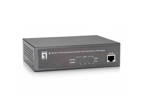 Switch 5-portowy Fast Ethernet PoE+, 4x FE PoE+ (65W) Producent: LEVELONE (FEP-0511)
