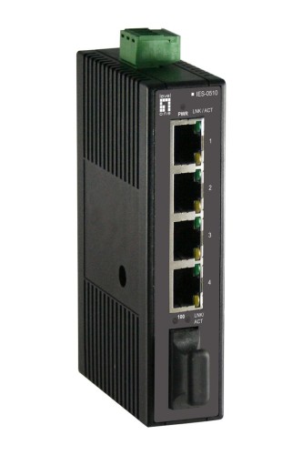 Switche LevelOne Industrial 5-portowe 1xSC MM+DIN 100Mbps