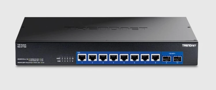 Trendnet TEG-S7102 przełącznik sieciowy Nie zarządzany 10G Ethernet (100/1000/10000) Desktop Czarny