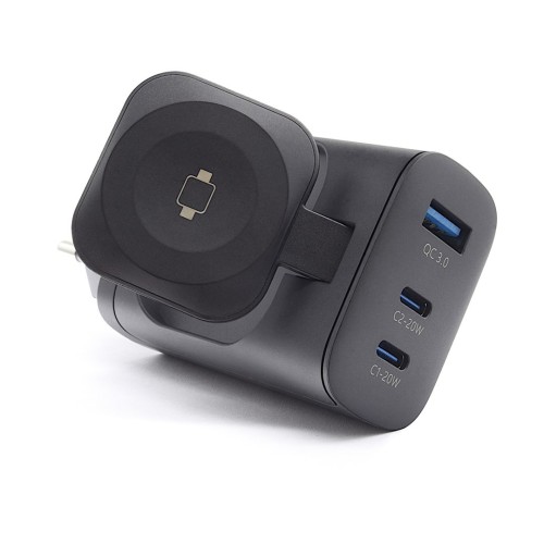 RealPower 450476 ładowarka do urządzeń przenośnych Power bank, Smartwatch, Tablet Czarny Prąd przemienny Bezprzewodowe ładowanie Szybkie ładowanie Wew