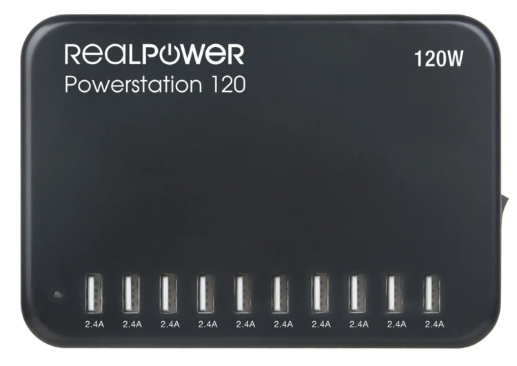RealPower Power Station 120 Smartfon, Tablet Czarny Prąd przemienny Wewnętrzna