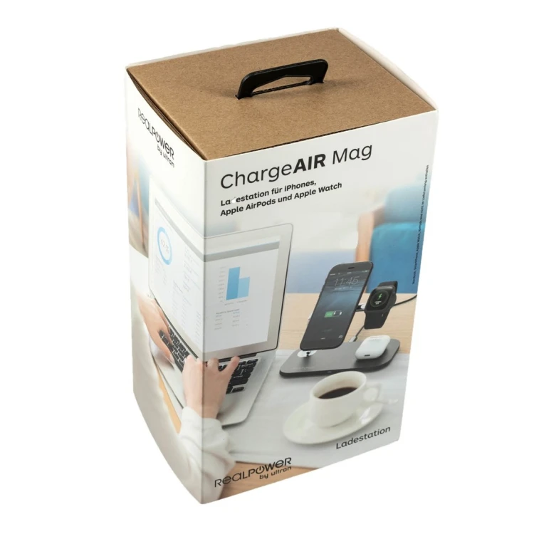 RealPower ChargeAIR Mag Smartfon, Smartwatch, Tablet Czarny USB Bezprzewodowe ładowanie Wewnętrzna