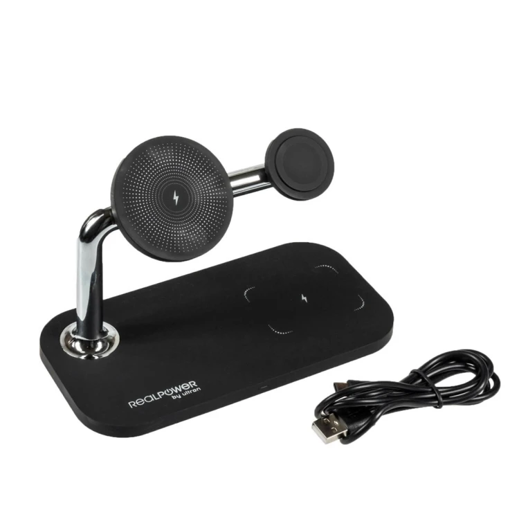 RealPower ChargeAIR Mag Smartfon, Smartwatch, Tablet Czarny USB Bezprzewodowe ładowanie Wewnętrzna