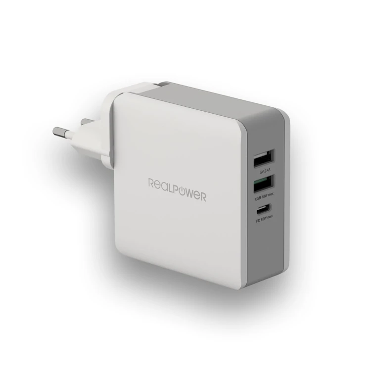 RealPower DeskCharge-65 Travel Uniwersalne Szary Prąd przemienny Wewnętrzna