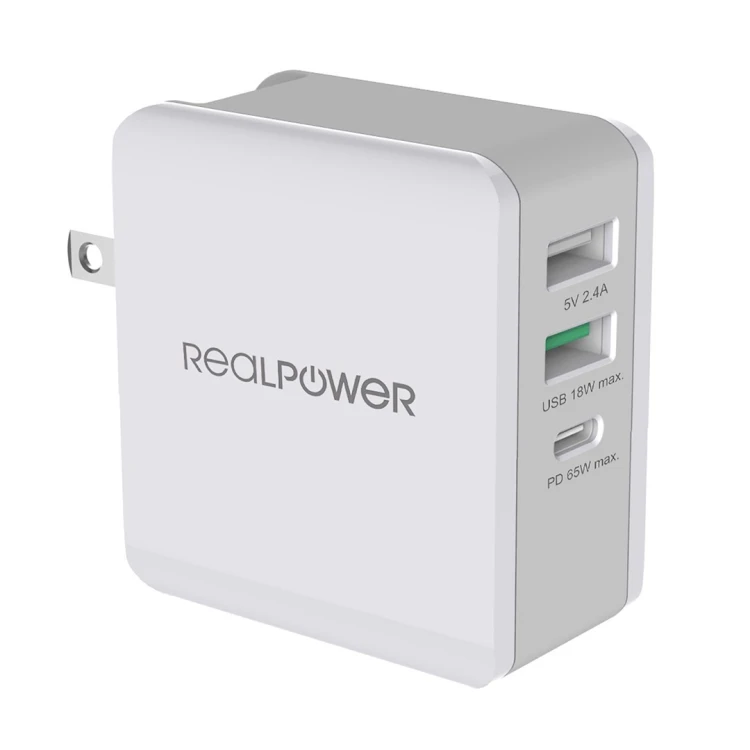 RealPower DeskCharge-65 Travel Uniwersalne Szary Prąd przemienny Wewnętrzna