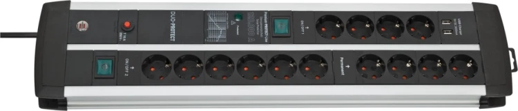 Brennenstuhl 1392000232 rozgałęziacz 3 m 14 x gniazdo sieciowe Wewnętrzna Czarny, Srebrny