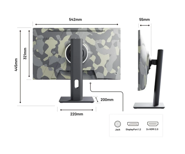Monitor JAPANNEXT 60,5 cm JN-IPS238FHD200F-HSP-Camo 16:9 HDMI FHD