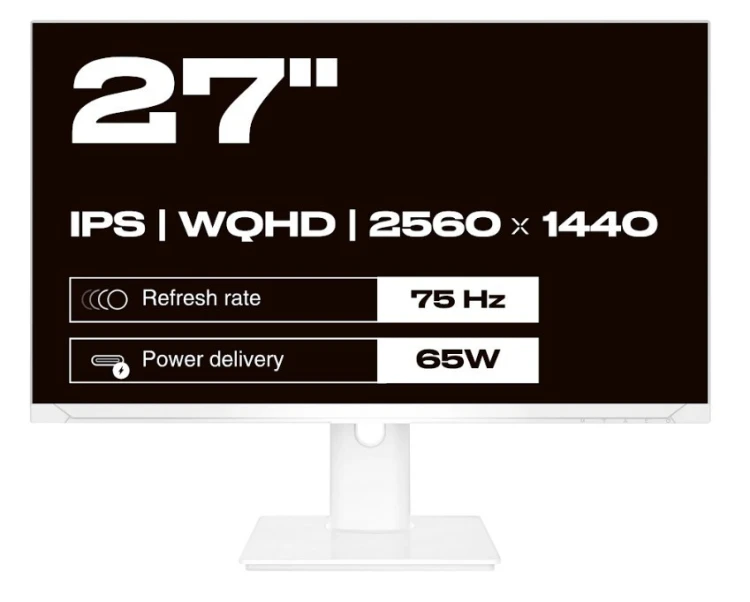 Monitor JAPANNEXT 68,5 cm JN-IPS270WQHD75F-C65W-HSP-W HDMI/DP WQHD