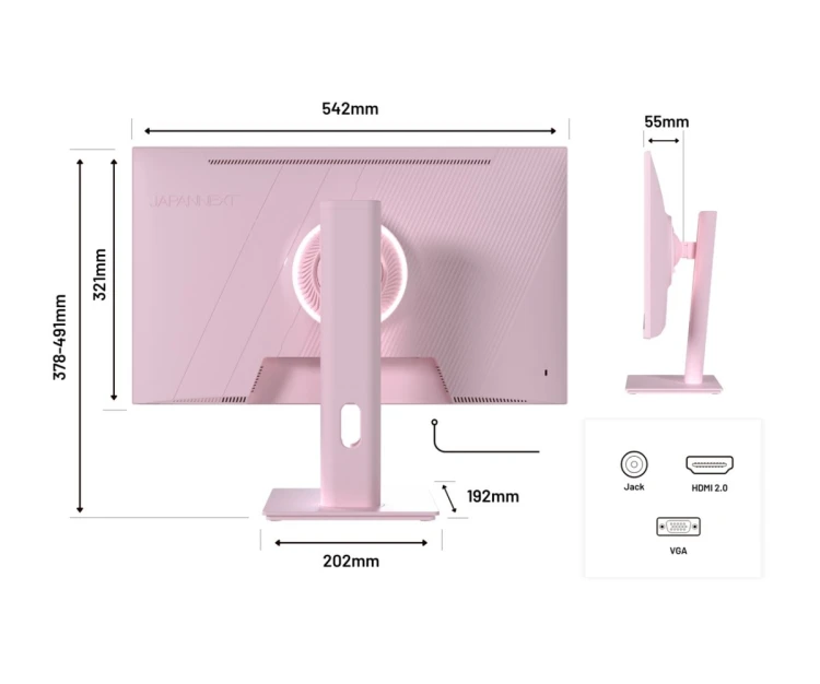Monitor JAPANNEXT 60,5cm JN-I238FHD120F-HSP-PK 16:9 HDMI różowy FHD