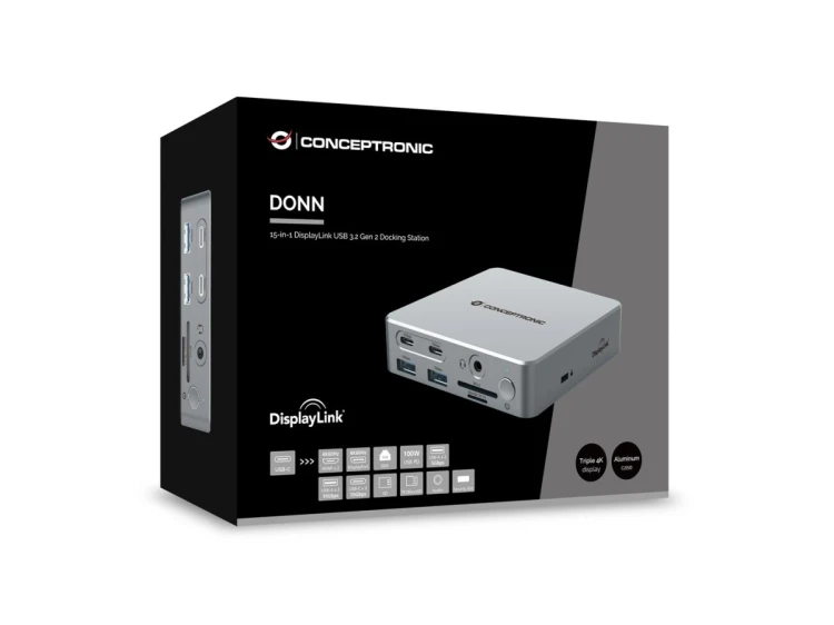 Stacja dokująca CONCEPTRONIC 15-1 USB-C->2xHDMI/2xUSB-C/4xUSB-A/+80W si
