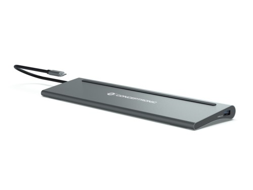 Stacja dokująca CONCEPTRONIC 12-1 USB-C->2xHDMI/3xUSB-A/DP/+ 18cm gr