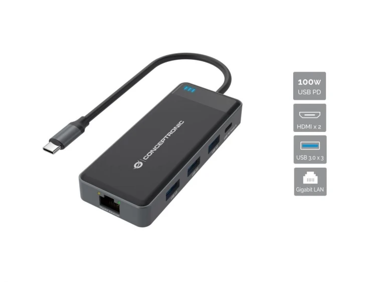 Conceptronic DONN14G stacja dokująca Przewodowa USB 3.2 Gen 1 (3.1 Gen 1) Type-C Szary