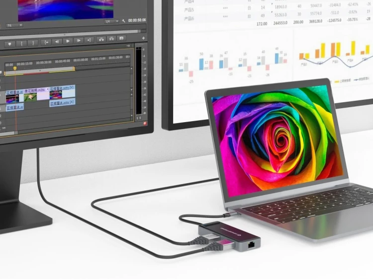 Conceptronic DONN14G stacja dokująca Przewodowa USB 3.2 Gen 1 (3.1 Gen 1) Type-C Szary