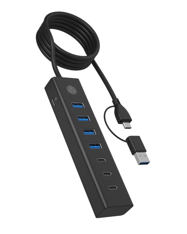 ICY BOX IB-HUB1737-C3 USB 3.2 Gen 1 (3.1 Gen 1) Type-C 5000 Mbit/s Czarny