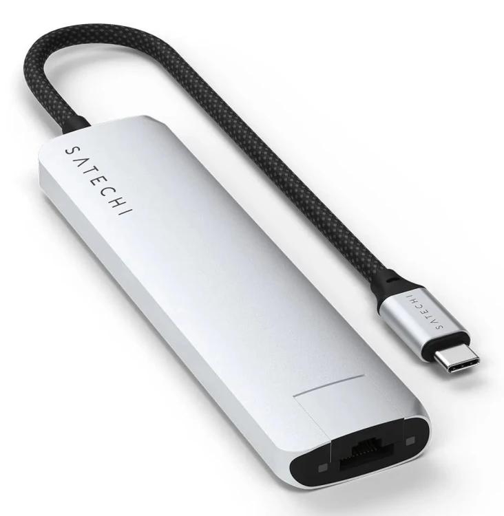 Satechi USB-C 7-w-1 Slim Multi Port Adapter Ethernet Srebrny