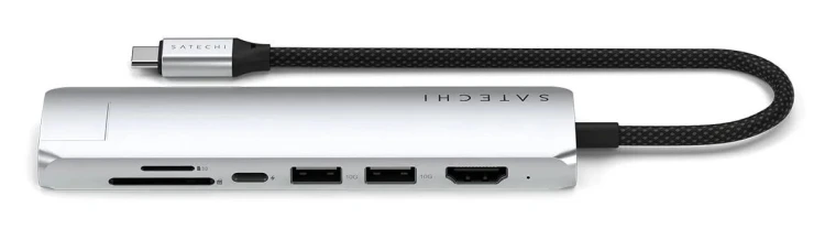 Satechi USB-C 7-w-1 Slim Multi Port Adapter Ethernet Srebrny