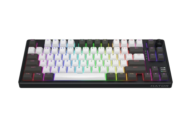 HATOR Skyfall Pro Wireless 80 klawiatura Gaming USB + RF Wireless + Bluetooth QWERTY US English Czarny, Szary