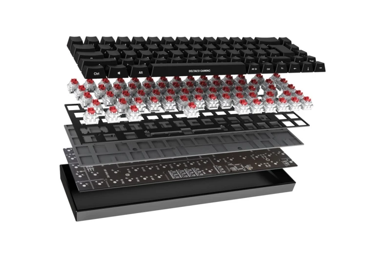 Deltaco Gaming GAM-100-DE klawiatura USB + RF Wireless + Bluetooth QWERTZ Niemiecki Czarny