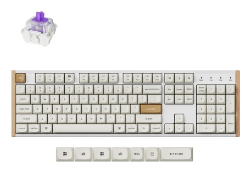 Keychron K10 HE klawiatura Gaming USB + RF Wireless + Bluetooth QWERTY Angielski Biały, Drewno