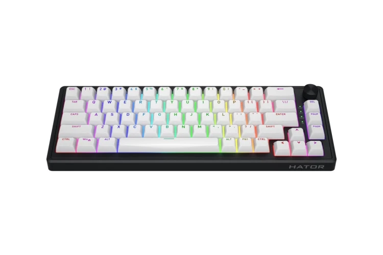 HATOR Skyfall Wireless 65 klawiatura Gaming USB + RF Wireless + Bluetooth QWERTY US English Czarny, Biały