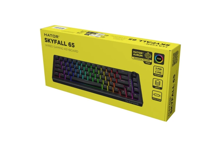 HATOR Skyfall 65 Wired klawiatura Uniwersalne USB QWERTY Angielski Czarny