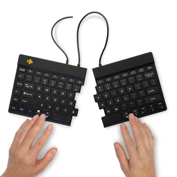 R-Go Tools Ergonomiczna klawiatura R-Go Split Break v2 z oprogramowaniem break, QWERTY_US, przewodowa, czarna