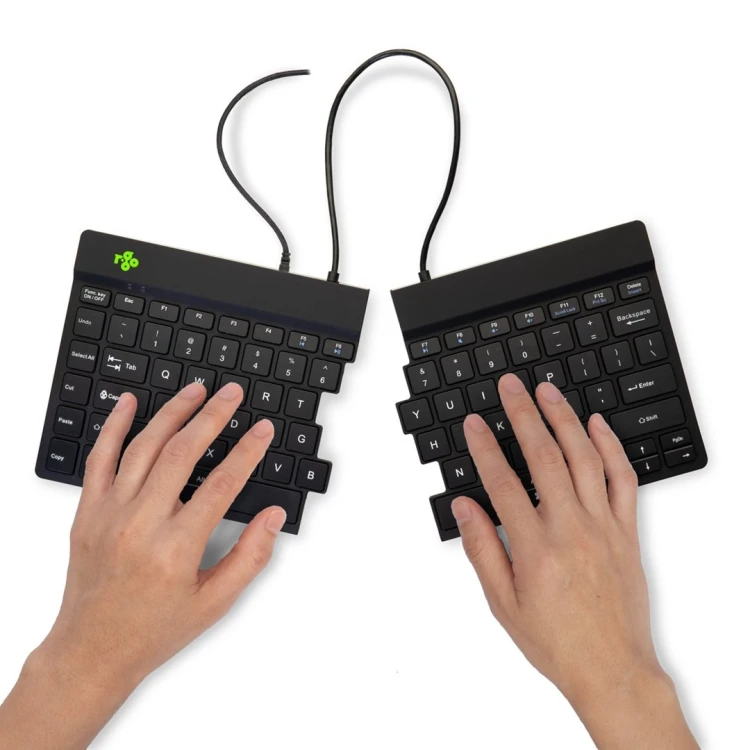 R-Go Tools Ergonomiczna klawiatura R-Go Split Break v2 z oprogramowaniem break, QWERTY_US, przewodowa, czarna
