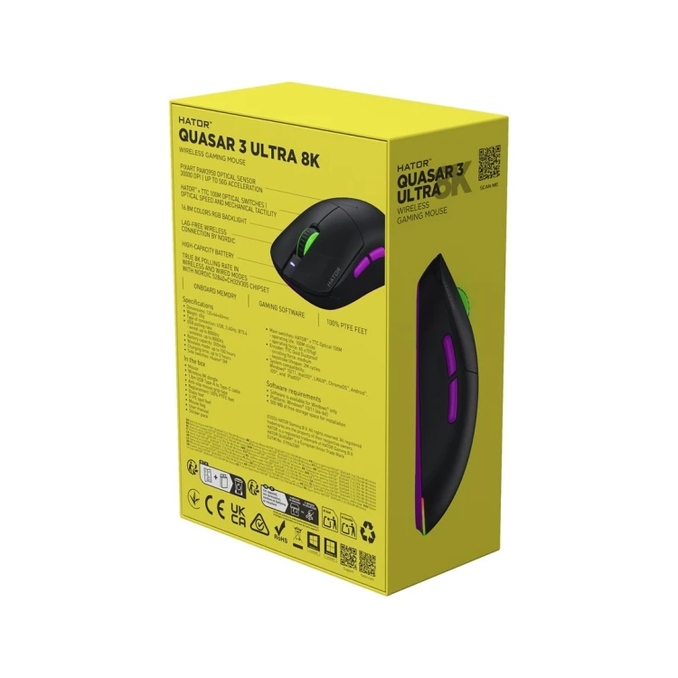 Mysz dla graczy Hator Quasar 3 Ultra 8K Wireless czarna